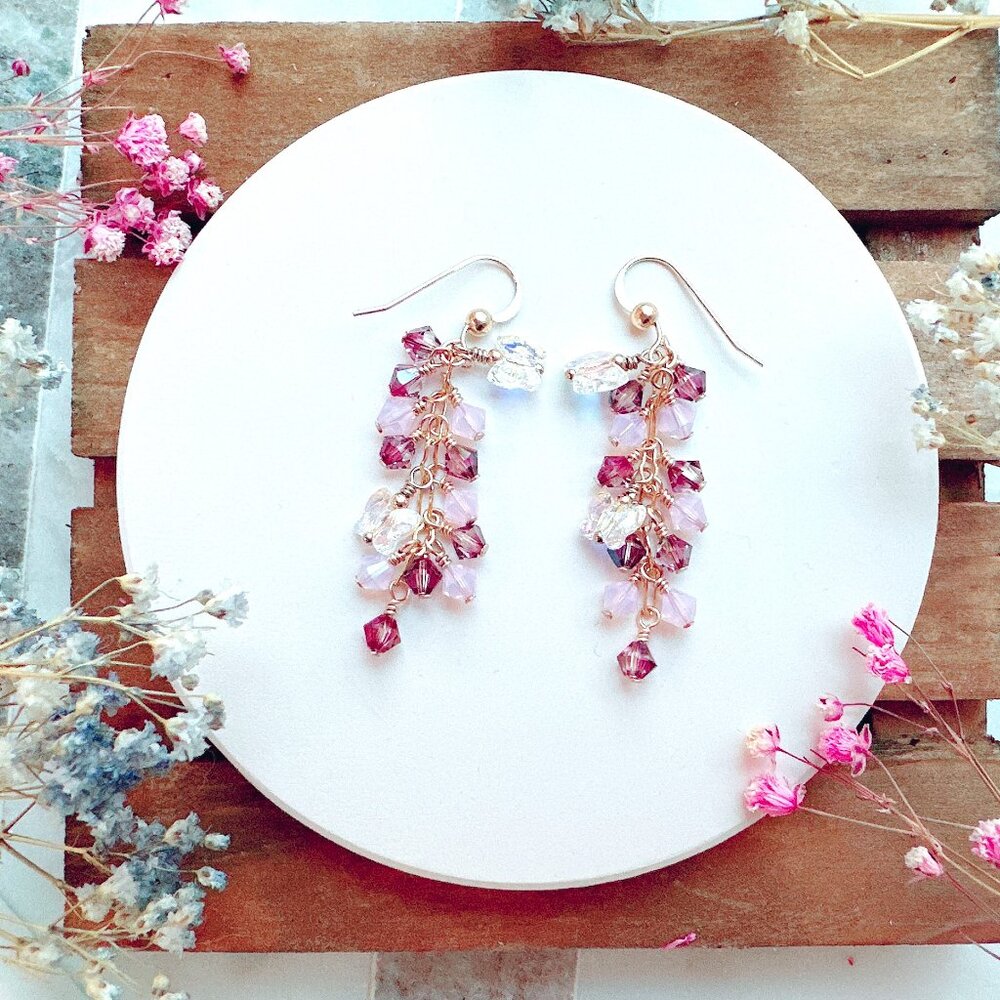 14k Gold-Filled Butterfly Crystal Cluster Earrings | Handmade in BC